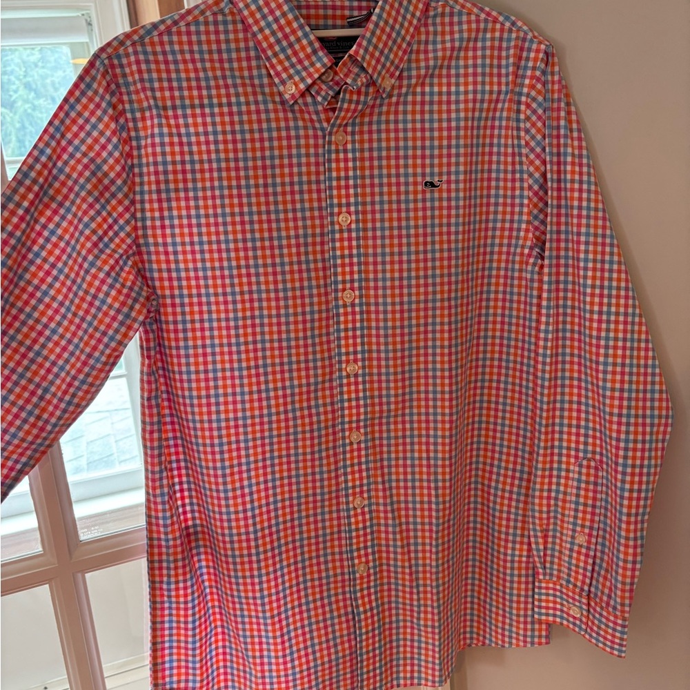 Vineyard Vines Red and Blue Casual Button Down Shirt